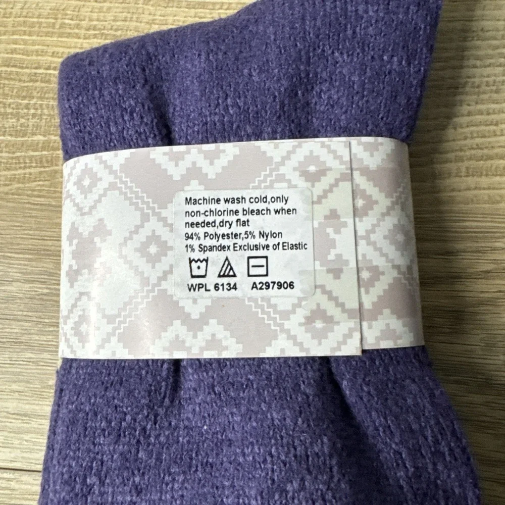 MUK LUKS Crew Socks Women OS Blue Tan 3 Pack‎ Argyle Fair Isle Striped Knit Soft